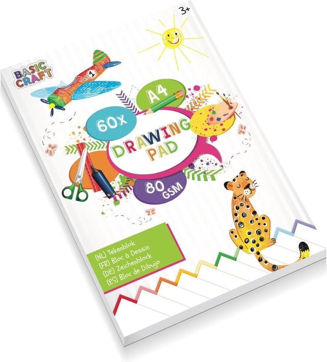 Tekenblok | Formaat A4 | 60 vellen | 80 gram | Tekenen | Wit vel | Knutselpapier voor kinderen